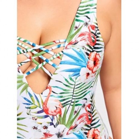 PLUS SIZE LACE UP FLORAL SWIMSUIT (COLORMIX)