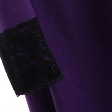 LACE-UP PLUS SIZE HOODED HIGH LOW COAT (PURPLE)