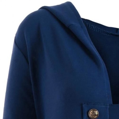 LACE-UP PLUS SIZE HOODED HIGH LOW COAT (BLUE)