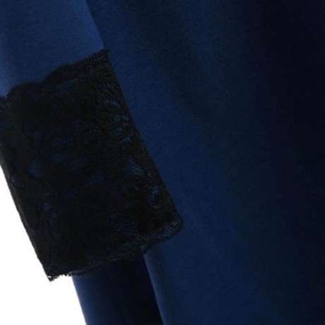 LACE-UP PLUS SIZE HOODED HIGH LOW COAT (BLUE)