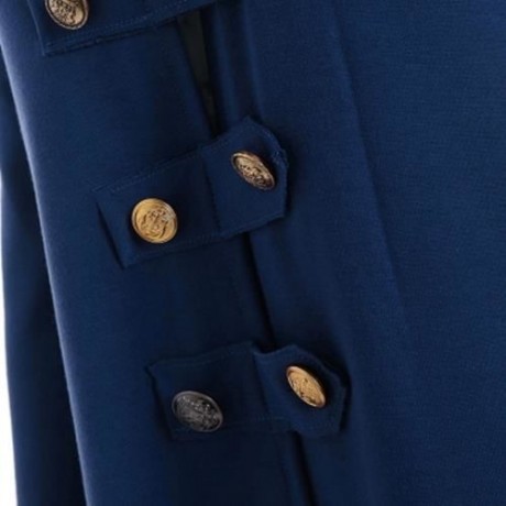 LACE-UP PLUS SIZE HOODED HIGH LOW COAT (BLUE)