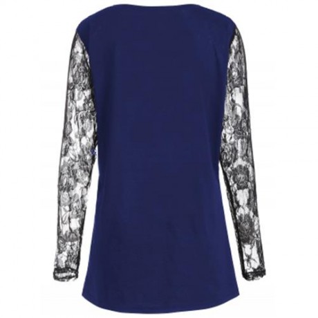 PLUS SIZE LACE PANEL ANGEL PRINT TOP (BLUE)