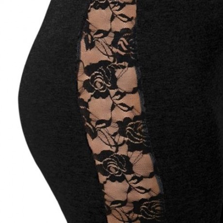 LACE MESH PANEL PLUS SIZE CAPRI LEGGINGS (BLACK)