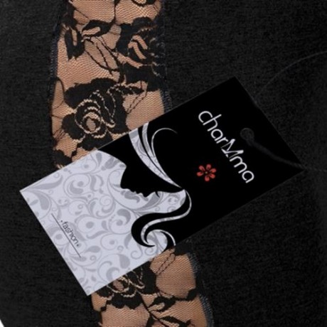 LACE MESH PANEL PLUS SIZE CAPRI LEGGINGS (BLACK)