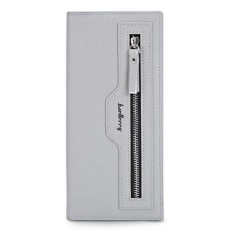 BAELLERRY THIN SOFT CLUTCH BAG LONG CARD HOLDER COIN PURSE MEN (GREY WHITE)
