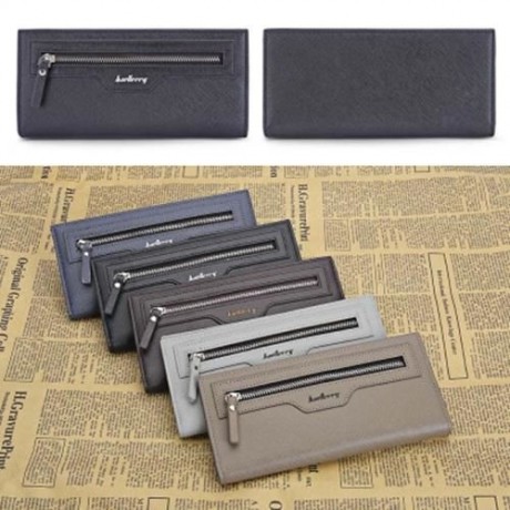 BAELLERRY THIN SOFT CLUTCH BAG LONG CARD HOLDER COIN PURSE MEN (GREY WHITE)