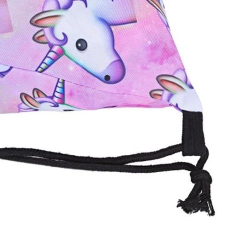 GUAPABIEN GIRLS 3D UNICORN PRINT BACKPACK DRAWSTRING BAG (LIGHT PINK)