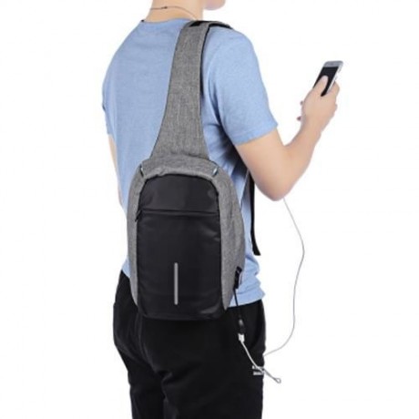 GUAPABIEN MULTIPURPOSE CROSSBODY CHEST BACKPACK FOR MEN (GRAY)