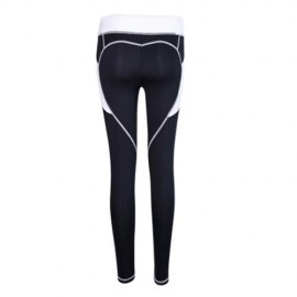 ELASTIC WAIST HEART PRINT SPLICED SKINNY WOMEN YOGA PANTS (BLACK)