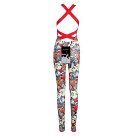 TRENDY BACKLESS PRINT PADDED WOMEN JUMPSUIT (RED)