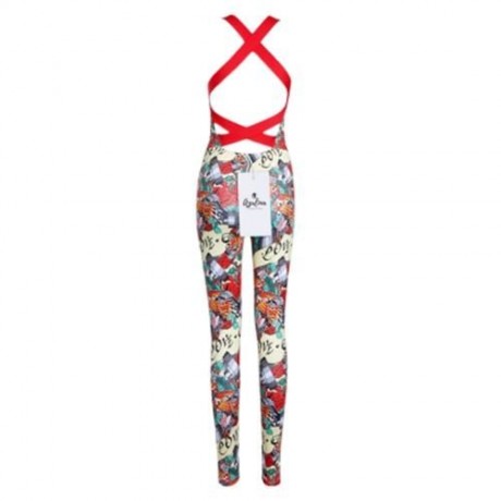 TRENDY BACKLESS PRINT PADDED WOMEN JUMPSUIT (RED)