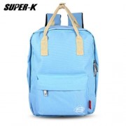 SUPER - K GIRLS PREPPY TRAVEL PATCHWORK BACKPACK SCHOOL BAG (AZURE)