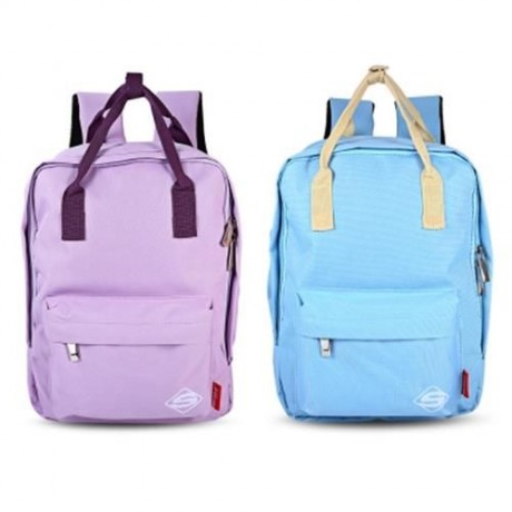 SUPER - K GIRLS PREPPY TRAVEL PATCHWORK BACKPACK SCHOOL BAG (AZURE)