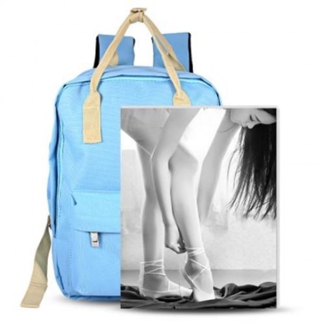 SUPER - K GIRLS PREPPY TRAVEL PATCHWORK BACKPACK SCHOOL BAG (AZURE)