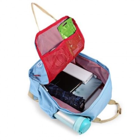 SUPER - K GIRLS PREPPY TRAVEL PATCHWORK BACKPACK SCHOOL BAG (AZURE)