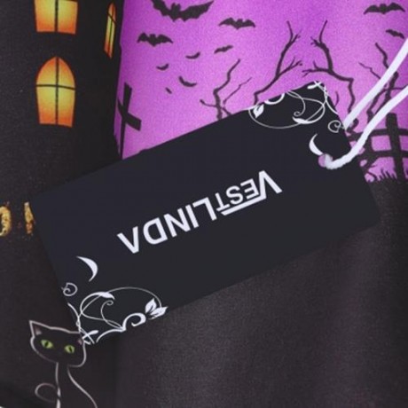 PLUS SIZE HALLOWEEN LACE PANEL ASYMMETRICAL T-SHIRT (PURPLE)