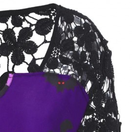 PLUS SIZE HALLOWEEN LACE PANEL ASYMMETRICAL T-SHIRT (PURPLE)