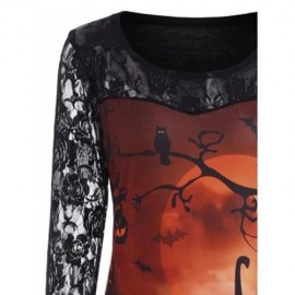 PUMPKIN HAPPY HALLOWEEN LACE SLEEVE TOP (ORANGE)