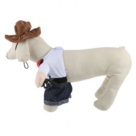 Funny Pet Dog Cat Halloween Costume Clothes (DENIM BLUE)