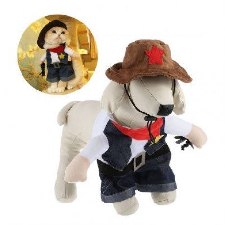 Funny Pet Dog Cat Halloween Costume Clothes (DENIM BLUE)