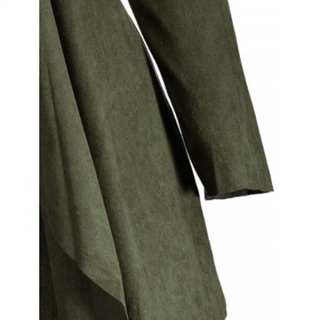 FAUX SUEDE PLUS SIZE LONG JACKET (ARMY GREEN)