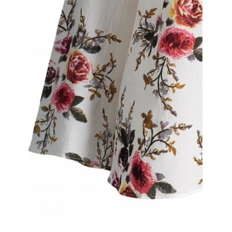 FLORAL PLUS SIZE LATTICE HOLLOW OUT TOP (CRYSTAL CREAM)