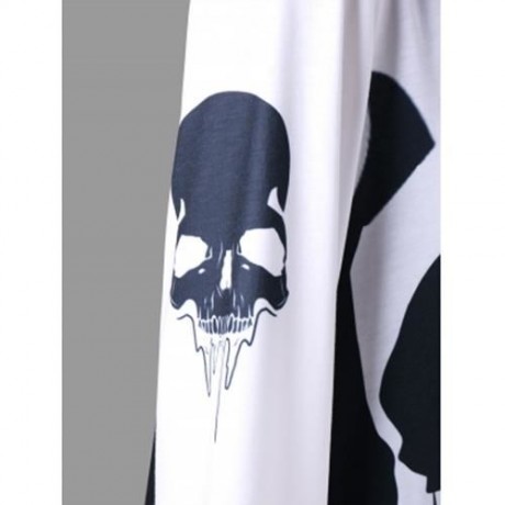PLUS SIZE SKULL PRINT TUNIC T-SHIRT (WHITE AND BLACK)