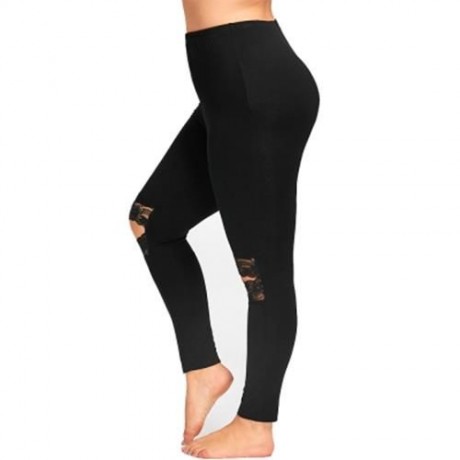 PLUS SIZE KNEE SLIT LEGGINGS (BLACK)