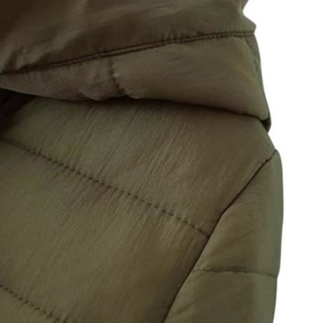 WOMEN WINTER WARM SOLID COLOR HOODED THERMAL OVERCOAT (ARMY GREEN)