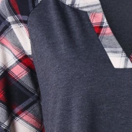 PLUS SIZE RAGLAN SLEEVE PLAID TOP (BLACK GREY)