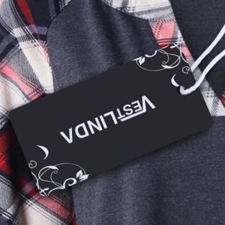 PLUS SIZE RAGLAN SLEEVE PLAID TOP (BLACK GREY)