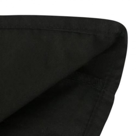 TRENDY ROUND COLLAR 3/4 SLEEVE EMBROIDERY WOMEN BLOUSE (BLACK)