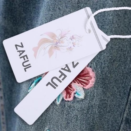 VINTAGE FLORAL EMBROIDERY RIPPED WOMEN JEANS (DENIM BLUE)