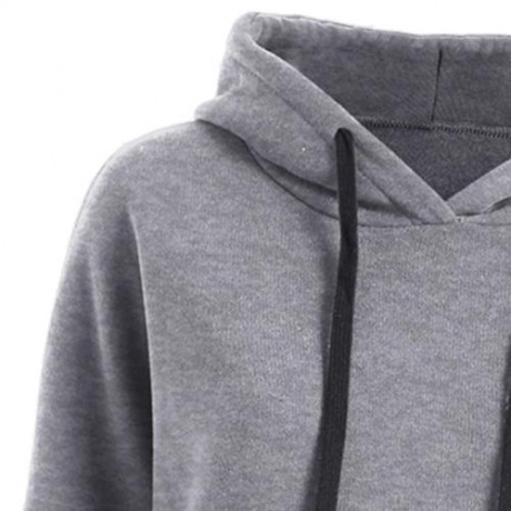 PLUS SIZE DROP SHOULDER SLIT LONGLINE HOODIE (GRAY)