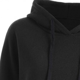 PLUS SIZE DROP SHOULDER SLIT LONGLINE HOODIE (BLACK)