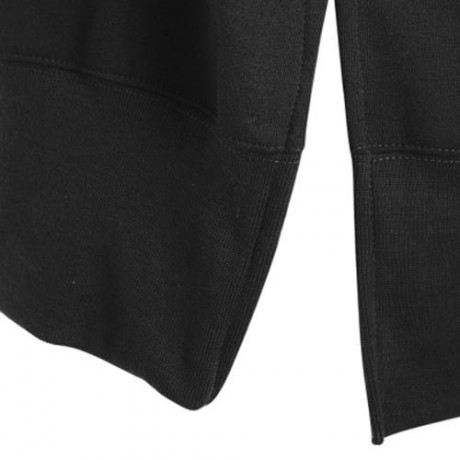 PLUS SIZE DROP SHOULDER SLIT LONGLINE HOODIE (BLACK)