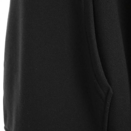 PLUS SIZE DROP SHOULDER SLIT LONGLINE HOODIE (BLACK)