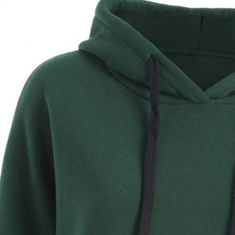 PLUS SIZE DROP SHOULDER SLIT LONGLINE HOODIE (GREEN)