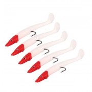 5pcs Lead Head Single Hook Bait Soft Fishing Lure (WHITE)