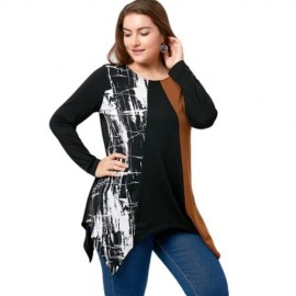 PLUS SIZE LONG SLEEVE HANDKERCHIEF T-SHIRT (BLACK)