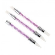 3pcs Rhinestone Handle Silicone Paint Pen Nail Tool (DEEP PURPLE)