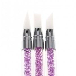 3pcs Rhinestone Handle Silicone Paint Pen Nail Tool (DEEP PURPLE)