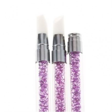 3pcs Rhinestone Handle Silicone Paint Pen Nail Tool (DEEP PURPLE)