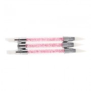 3pcs Rhinestone Handle Silicone Paint Pen Nail Tool (PINK)