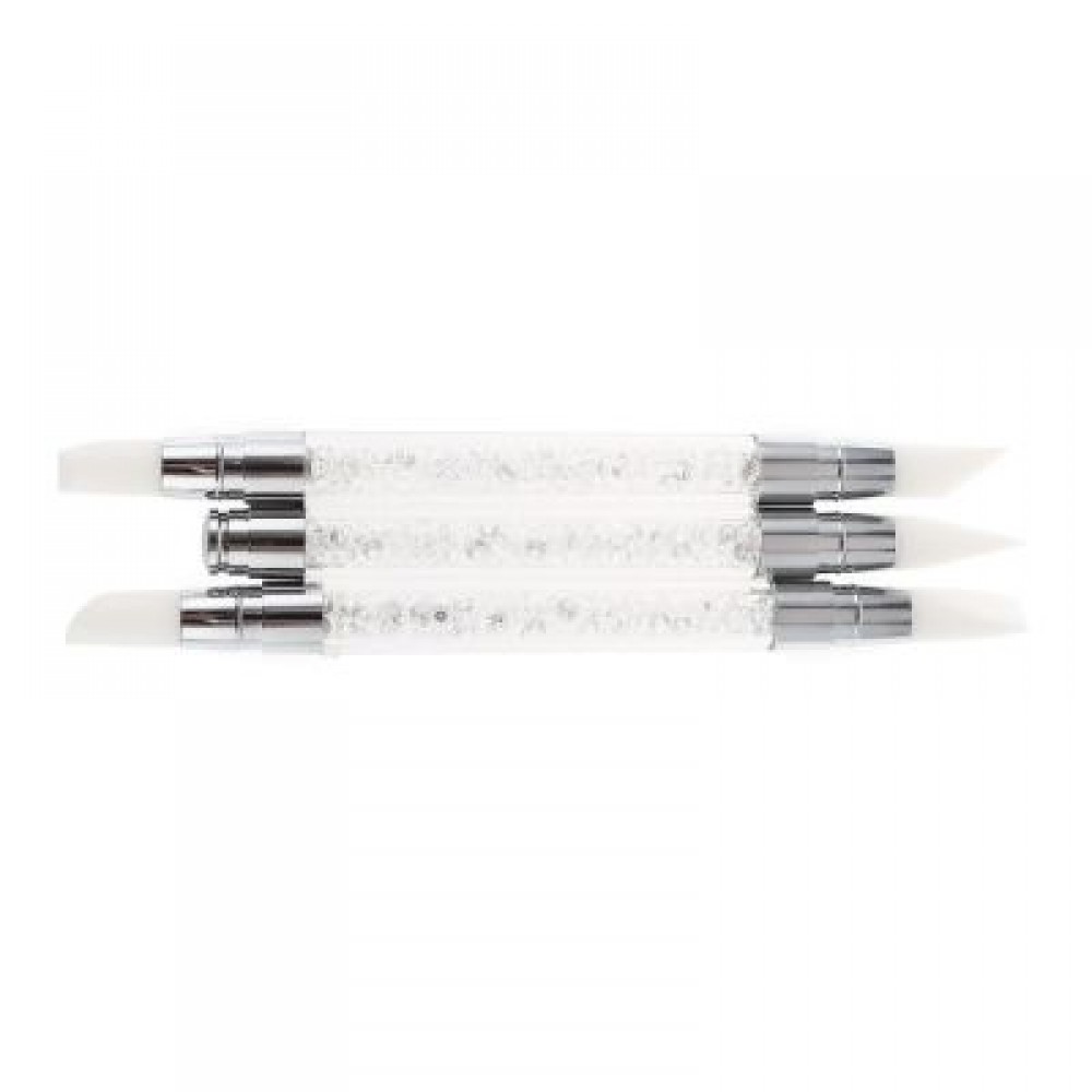 3pcs Rhinestone Handle Silicone Paint Pen Nail Tool (TRANSPARENT)
