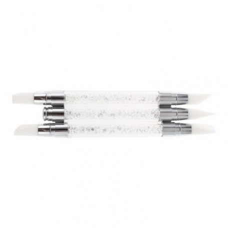 3pcs Rhinestone Handle Silicone Paint Pen Nail Tool (TRANSPARENT)