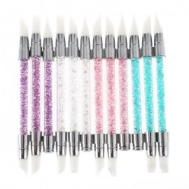 3pcs Rhinestone Handle Silicone Paint Pen Nail Tool (TRANSPARENT)