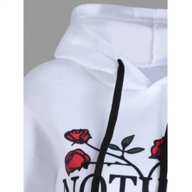 PLUS SIZE FLOCKING FLORAL LETTER PRINT HOODIE (WHITE)