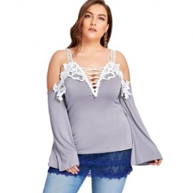 PLUS SIZE TIERED SHEER LACE EXTENDER SKIRT (BLUE)