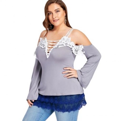 PLUS SIZE TIERED SHEER LACE EXTENDER SKIRT (BLUE)